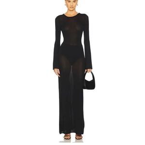 Loba Breah Maxi Dress Black
 Sheer knit open back Revolve S